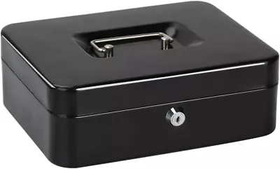 Jssmst Locking Large Metal Cash Box With Money TrayLock BoxBlack • $20.74