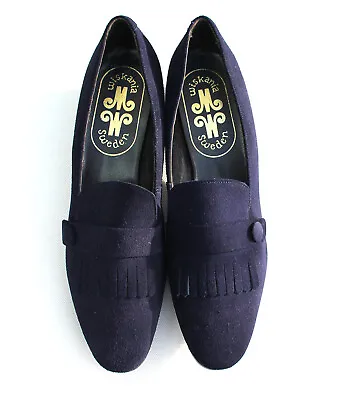 £52 • Buy Vintage Deadstock 60s Mod Blue Suede Low Heel Loafer Shoes (fits Modern 6.5)