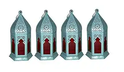Decorative Iron Hanging Moroccan Lantern Lamp Tealight Candle Holder - Set Of 4 • $165