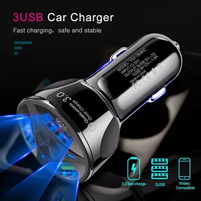 2 Pack 3 USB Port Fast Car Charger Adapter For IPhone Samsung Android Phone*UK • £6.46