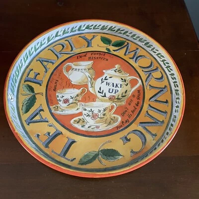 £25.88 • Buy Matthew Rice Metal Round Tray Early Morning Tea - Hard To Find