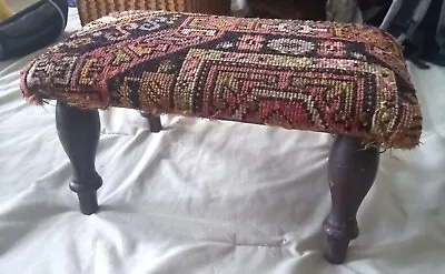 Antique Kilim Style Upholstered Turkish Foot Stool • $165