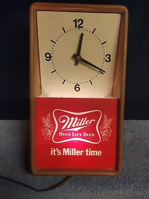 Vintage Miller High Life Beer Wall Clock 1980’s - With Light  Clock Works • $79.99