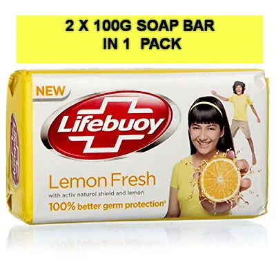 £14.58 • Buy 2 No’s Lifebuoy Lemon Fresh 100% Stronger Germ Protection Soap Bar, 1oog