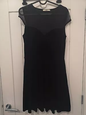 Black Velvet And Lace Oasis Dress Size S Christmas And New Year Party • £10