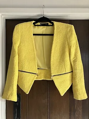 $25.62 • Buy Zara Yellow Boucle Tweed Jacket Size L Bloggers Favourite