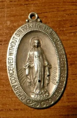 Vintage Miraculous Medal Sterling Silver Large #9 • $60.89