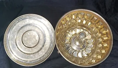 Antique Tin Pudding Mold  Steam Cake Jello Mold Bundt Locking Lid  Germany • $36.79