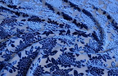 2.4 Yd/ Vintage Mulberry Silk Velvet Devore Fabric Luxury Uzbek Oriental Cloth • $72