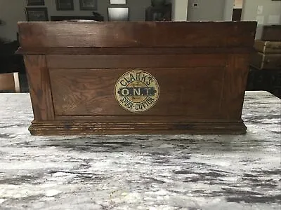 Antique “CLARK’S ONT” Oak  Spool Cabinet 4 Drawers Slant Top Desk.  EXC COND • $575