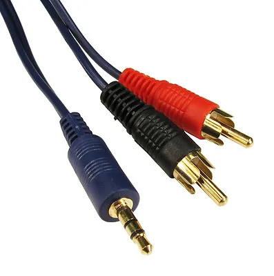 15m Metre Long Shielded 2 RCA To AUX 3.5mm Mini Jack Audio Cable Twin Phono Lead • £4.99