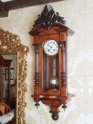 Antique Striking Spring Driven Vienna Regulator Wall Clock  By Gustav Becker. • $549.38