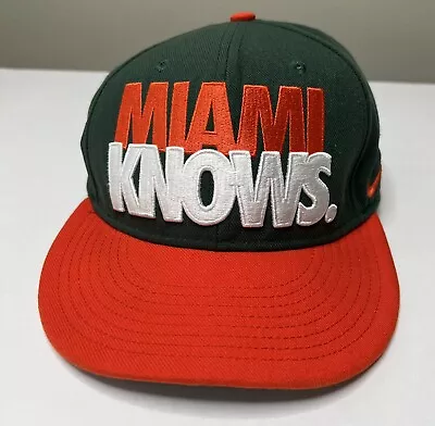 Miami Hurricanes NCAA Nike True Miami Knows Orange Green SnapBack Baseball Cap • $12.99