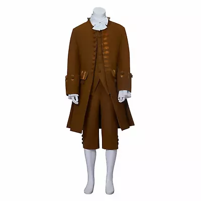 New Brown 18th Century Colonial Coat Men's Medieval Frock Coat Quick Shipping • $191.99