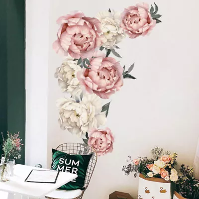 £4.49 • Buy Large Peony Rose Flower Art Wall Sticker Living Room Family Background Decal DIY