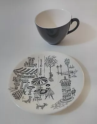 1950's Vintage Parisienne  Cup & Saucer Ridgway ( Like A. Meakin) Cafe Poodles. • £7.99