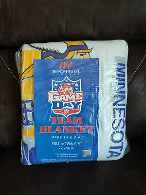 VINTAGE MINNESOTA VIKINGS Northwest Co. Game Day NFL Team Blanket Twin/Full Size • $29.99