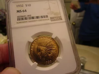 Gold - 1932 Indian Head Eagle Ngc  Ms-64  A Gleaming 1/2 Oz Gold Coin • $1136.11