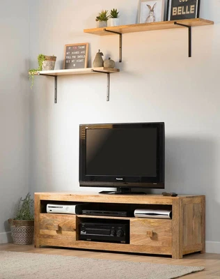 £329.16 • Buy SOLID LIGHT/NATURAL MANGO WIDE LARGE MEDIA/TV CABINET 140cm/150cm/160cm