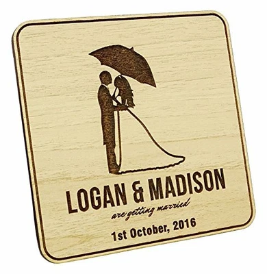 Rustic Wedding Save The Date Wooden Magnet 10 Custom Engraved Wooden-YAx • $47.29