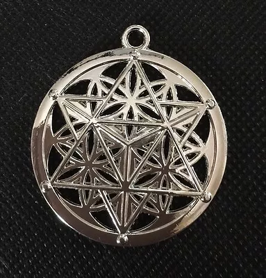 £1.99 • Buy  Merkaba Meditation Pendants Round Silver Tone