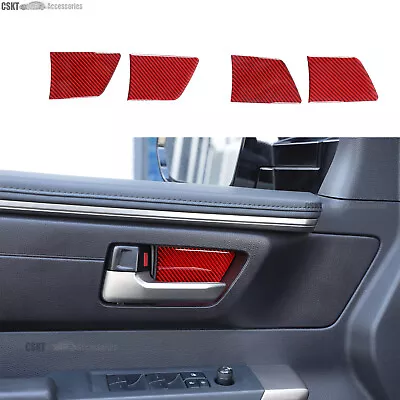 Red Carbon Fiber Door Handle Bezel Trim Sticker Fits Tundra Sequoia 2022-2024 • $25.99