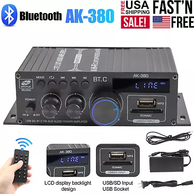 12V HiFi Bluetooth Power Amplifier Mini Stereo Audio FM Car Home AMP Remote 800W • $6.94