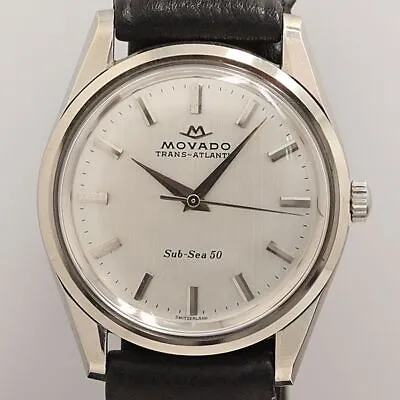MOVADO Subsea 50 J-13091 6N09636 Manual Winding Silver Men's Watch Used • $599.48