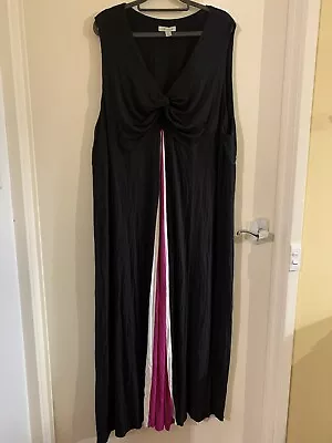 Autograph Plus Size 24 Sleeveless Maxi Dress Black Pink Stretch • $19.50