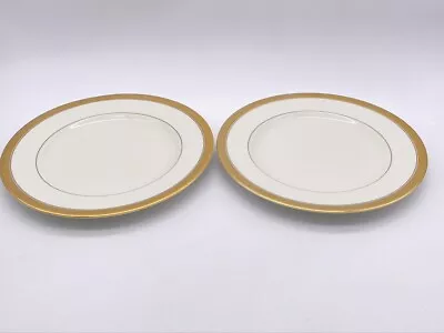 SET Of 2 MIKASA Palatial Gold 8-1/4  Salad Plates Porcelain China Gold Trim NEW • $29.99