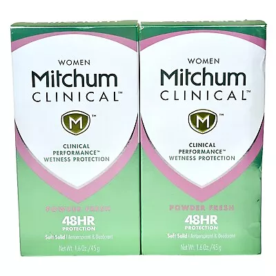 2x Mitchum Women Clinical Powder Fresh AntiPerspirant Deodorant Soft Solid 1.6oz • $32.99
