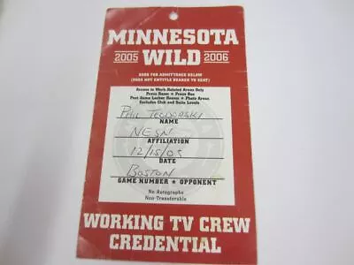 #243 MINNESOTA WILD 2005-2006 Press Pass Media Credential • $9.99