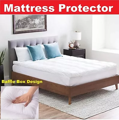 Pillowtop Mattress Protector Cover Fitted Cotton Soft Bed Mat Topper Underlay • $79.99