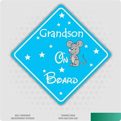 £1.61 • Buy Grandson On Board Mouse Car Sign Sticker Baby Child Children Safety Kids Boy