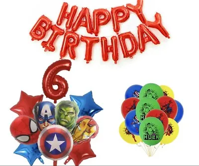 Superhero 6th Birthday Balloon Set Party Decorations Age 6 Girls Boys Avengers • £15.99