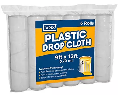 $17.70 • Buy Painters Plastic Drop Cloth 6 Pack, 9x12 Feet, Plastic Tarp Dust Cover, Plastic
