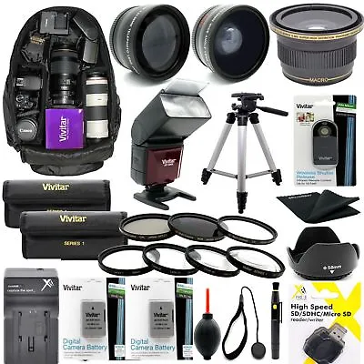 Nikon D7100 Full Hd Accessory Kit Wide Angle Lens Telephoto Lens Tripod Backpack • $204.20