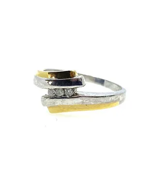 £89 • Buy White Gold Diamond Ring 9ct Yellow Gold White Gold Diamond Crossover Ring Gift