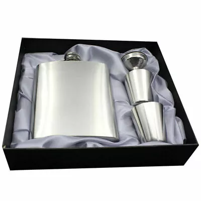 Stainless Steel Hip Flask Liquor Funnel 2Cups Gift Box Portable Drink • $8.69