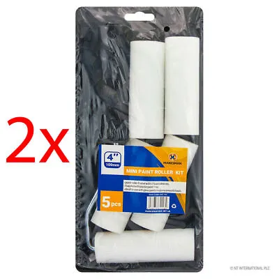 2 X 4  Mini Paint Roller Set Decorate Plastic Tray Roller Frame 5 Foam Sleeves • £2.99