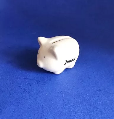 Vintage White Pottery Tiny Iconic Piggy Bank Pig Money Box Named Jenny 3cm Tall • £3.95