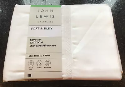 John Lewis Garda Lattice Stitch Egyptian Cotton 400 Count Standard Pillowcase • £12