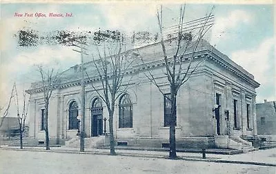 Muncie Indiana~New Post Office~Front & Side Entrances~1907 Postcard • $6
