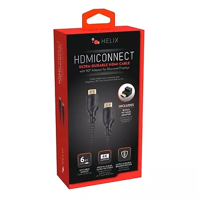 Helix Ultra-Durable 6-ft 4K HDMI Cable With 90 Degree Adapter (ETHHDMI) • $12.99