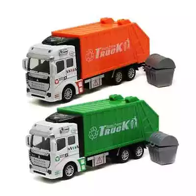 1:48 Garbage Truck Toy Car Trash Bin Vehicles Alloy Diecast Model Pull Back Gift • $14.39