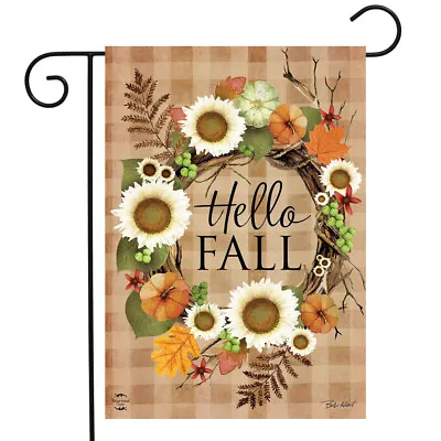 Briarwood Hello Fall Wreath Thangsgiving Flower Mini Window Garden Yard Flag New • $8.97