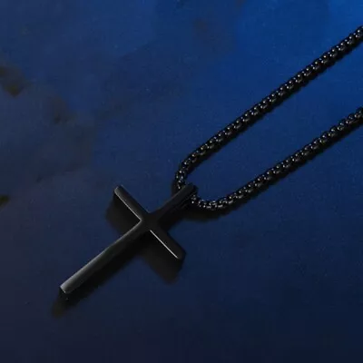 Smooth Simple Titanium Cross Pendant Male And Female Personality Necklace • $15.99