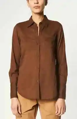 £56.06 • Buy Nili Lotan Cotton Voile NL Buttondown Shirt Blouse Top Nut Brown Cotton S 258776