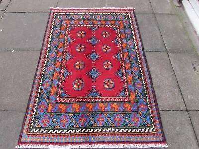 Vintage Traditional Hand Made Oriental Wool Red Small Rug 152x101cm • £195