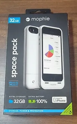 New Mophie 32g Space Pack IPhone 5/5s White - Extra Battery & Storage • $14.99